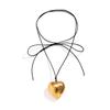 Pull-out adjustable wax thread necklace simple alloy big love pendant necklace