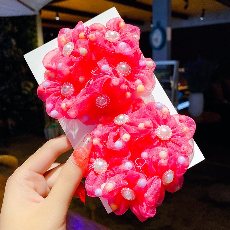 2pcs/Set Big Fluffy Chiffon Hair Flower Clips For Kids Hair Accessories Fabric Flowers Clip For Kids Headbands