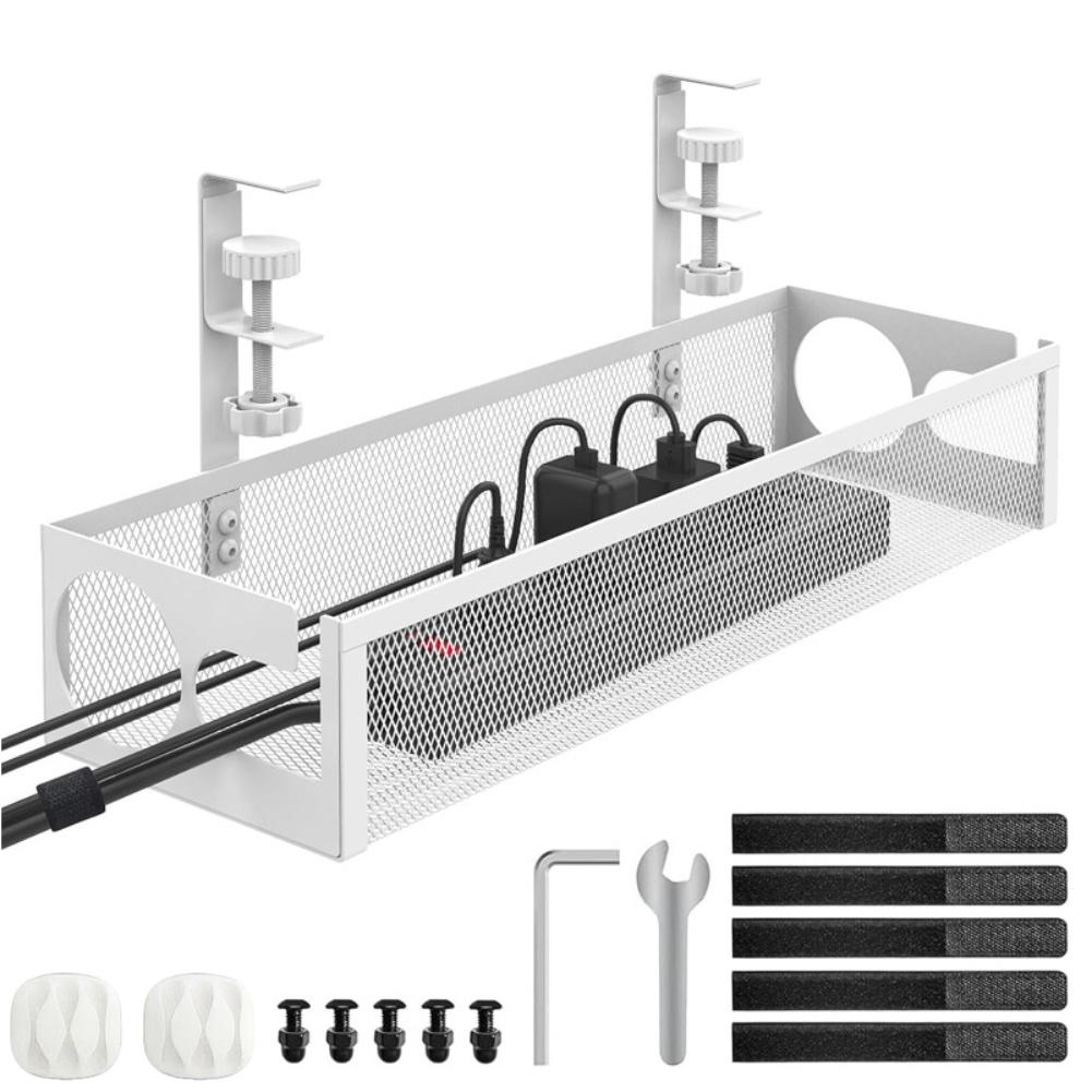 No Drilling Under Desk Wire Management Tray Retractable Cable Organizers In Home Office PC Router Data Wire Metal Storage Rack