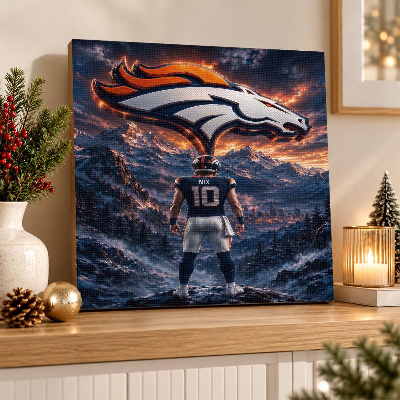 Denver Broncos Diamond Painting Kit 5D Full Drill DIY Diamond Mosaic Wall Art Home Decor