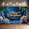 Happy New Year Banner Gold Letters Merry Christmas Banner New Year Banner Snowflakes Christmas Decoration For Mall Decoration
