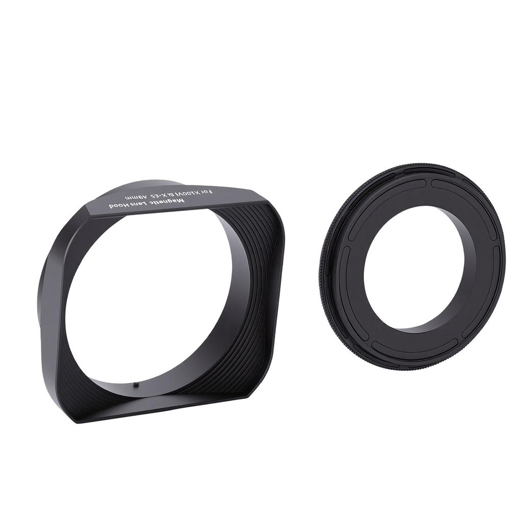 Lens Hood Fit for Fujifilm X100VI X E5 X100V Camera Aluminum Alloy 39mm Square Metal Lens Hood with Magnetic Lens