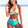 2023 New Women's Two Piece Bikini Sexy Striped Painted Swimsuit Gradient Print Bikini Suit Women Summer Fashion Loose Swimwear