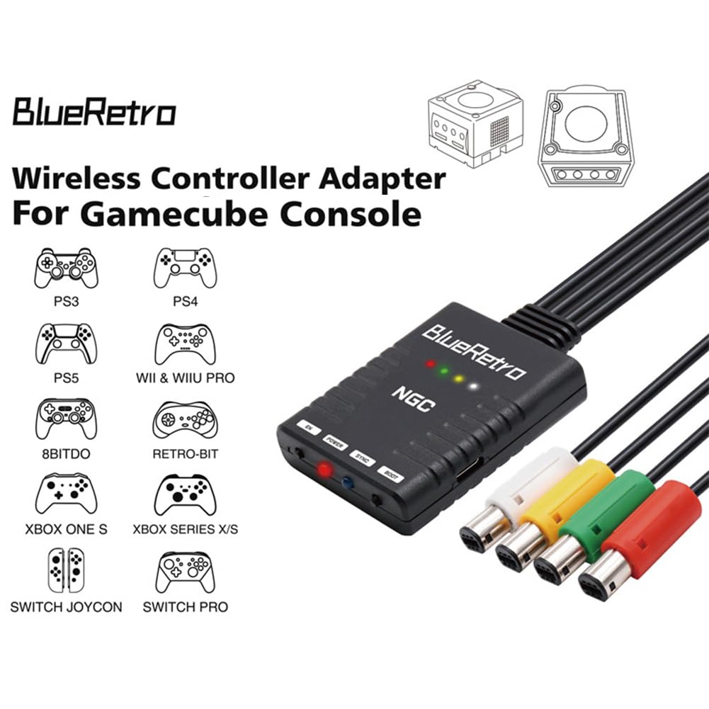 GameCube Bluetooth Wireless Grip Controller BlueRetro for GameCube 4 Bluetooth Compatible Xbox One Series U PS5 PS4 S/Xbox XS/Wii/Wii Pro/Switch