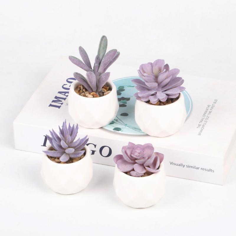 Purple Fake Succulent Potted Plant Simulation Succulent Plant Mini Fake Flower Small Bonsai Store Decoration Home Decoration