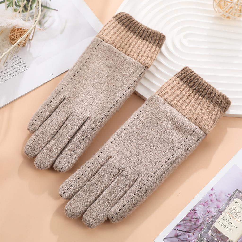 Warm Gloves for Women's Wool Korean Version of Driving Cold proof Plus Velvet Thickened Outdoor Windproof Riding Winter Touch Screen Gloves