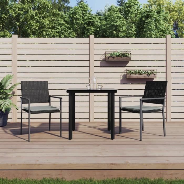 VidaXL Ensemble à manger de jardin 3 pcs coussins résine tressée acier 3187017