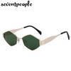Small Frame Polygonal Sunglasses Women  Luxury Brand Designer Metal Punk Sun Glasses For Men Vintage Rhombus Sunglass Shades