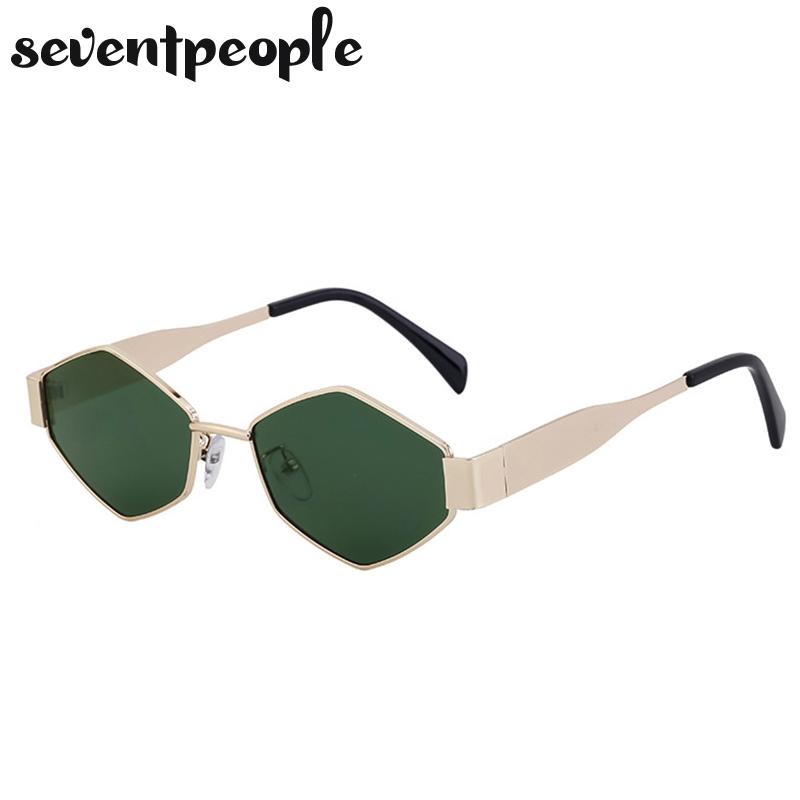 Small Frame Polygonal Sunglasses Women Luxury Brand Designer Metal Punk Sun Glasses For Men Vintage Rhombus Sunglass Shades
