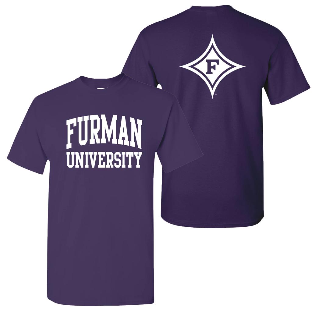 T-shirt Paladins Furman University Stampa Fronte Retro - Viola