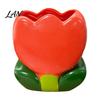 Desktop Storage for Eyebrow Pencils Tulip Makeup Brush Holder, Resin Cosmetic Organizer Vanity Desk, Cute Flower Pen Decorative Bud Container