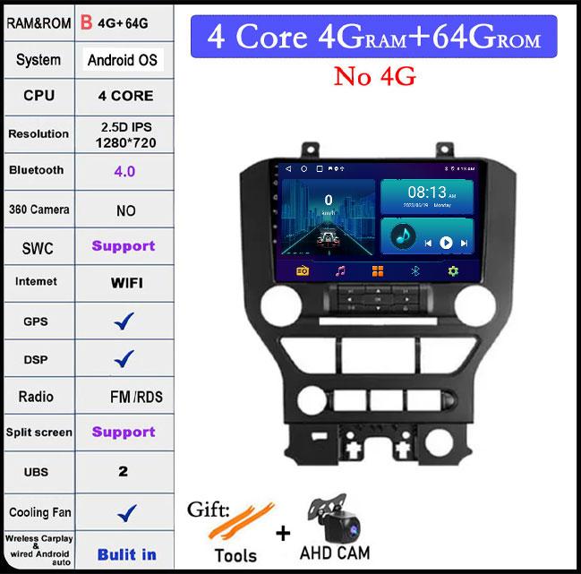 9 Lnch Android 14 For Ford Mustang 6 VI S550 2014 - 2021 Car Radio Multimedia Video Player Navigation GPS Stereo Auto 4G+WIFI