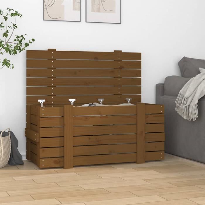 VidaXL Boîte de rangement Marron miel 91x40,5x42 cm Bois massif pin 825001