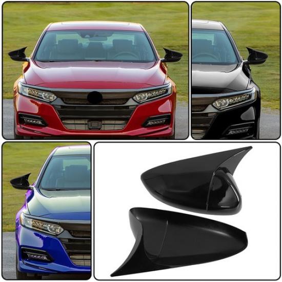 For Honda Accord 2018-2022 Gloss Black Wing Side Mirror Cover Cap Horn Style 2X