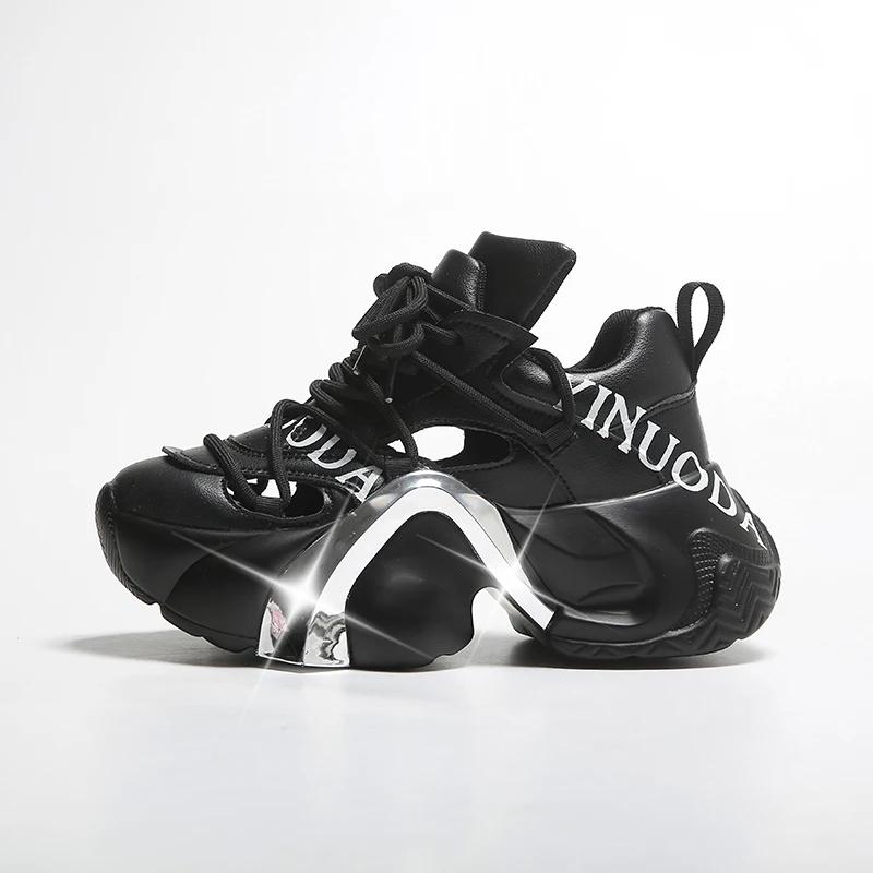 Fashion Summer Shiny Sequins Chunky Platform Sneakers Women Breathable Lace Up Height Increase Shoes Woman Fashion Cute Pink Sneakers