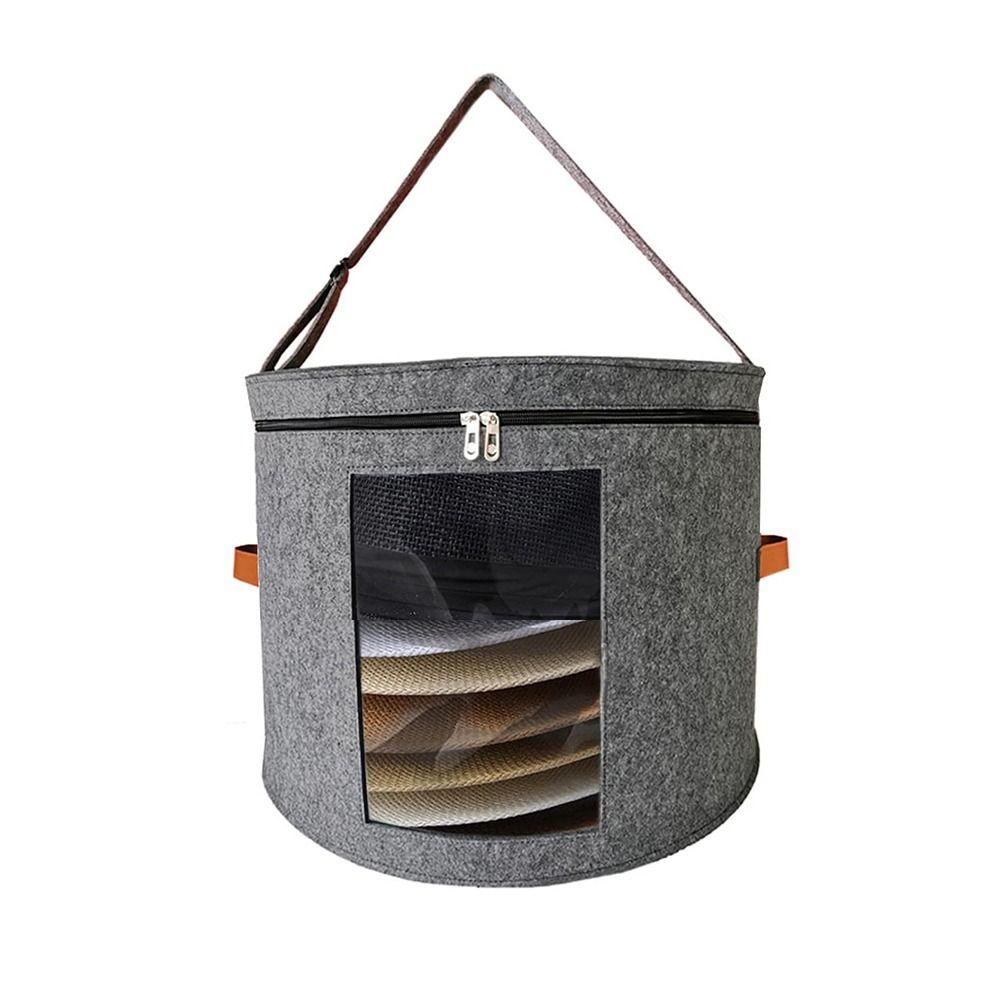 Window Hat Storage Box Zippered Lid Cowboy Hat Container Round Clothes Storage Bin  Travel