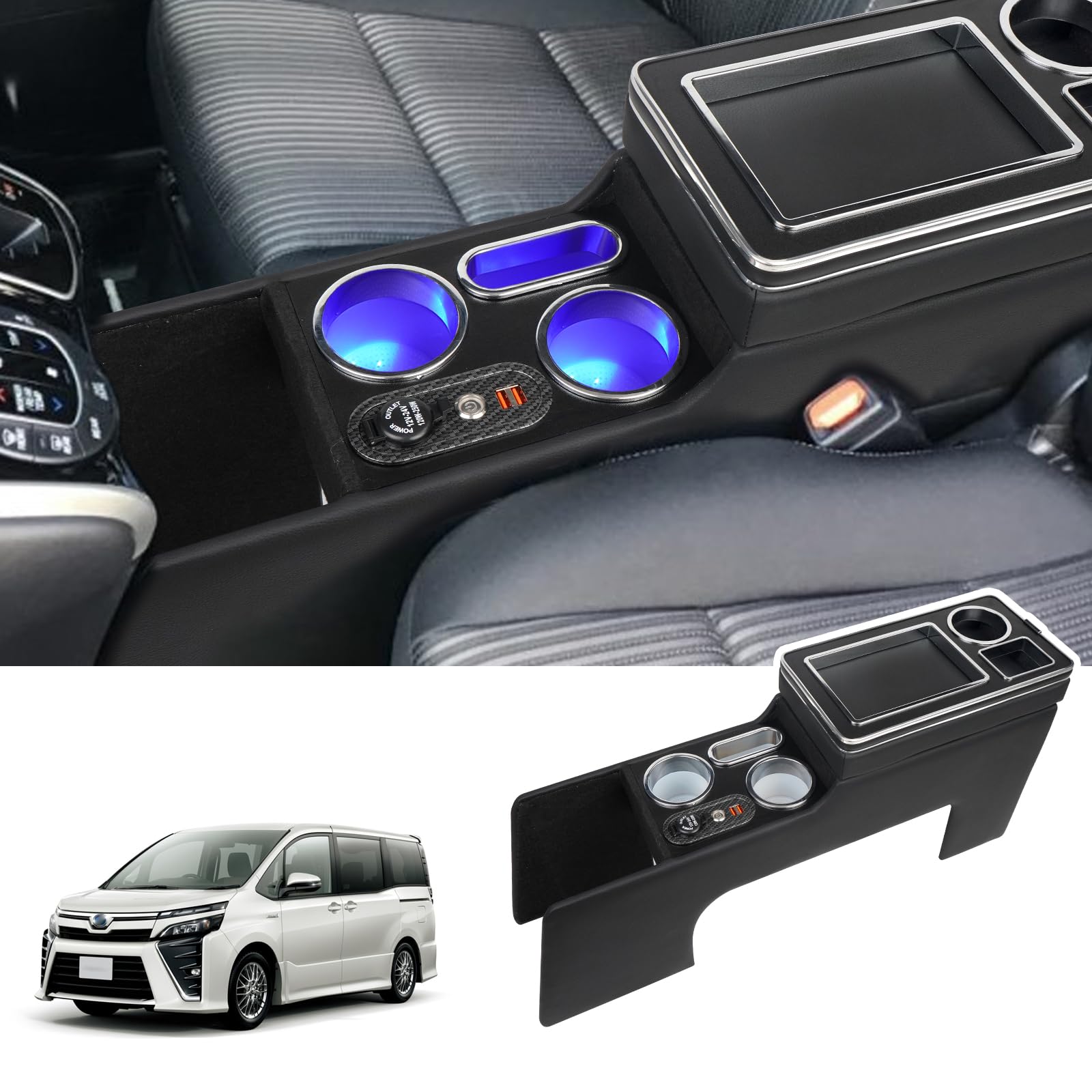 

YESHMA Консольный бокс для и Esquire и 80-й серии Специальный центральный консольный бокс с USB и Удобной универсальной посадкой [Обновление] Voxy, Noah, (60, 70, чёрный