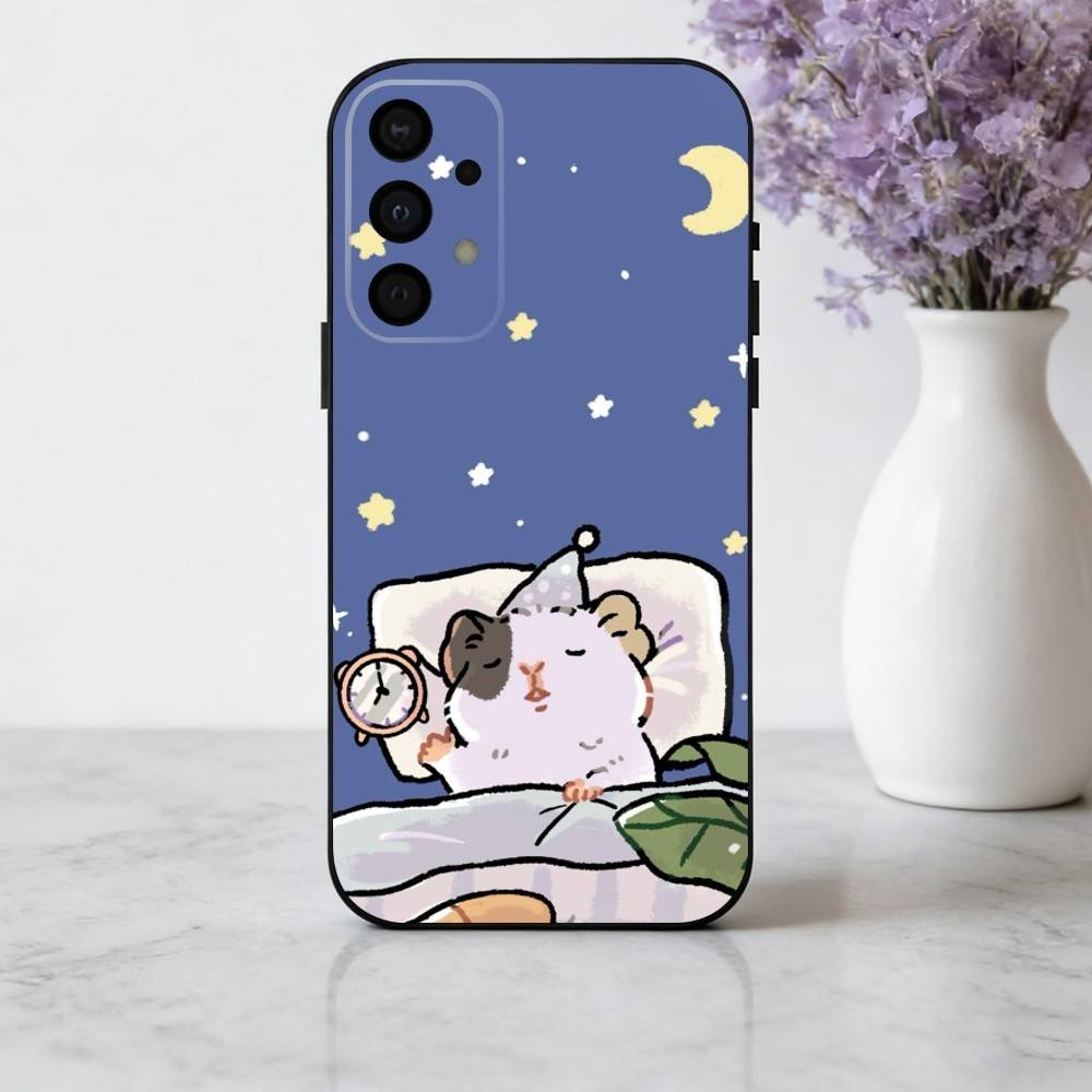 C-Cute-E C-Cartoon-N H-Hamster Phone Case For Samsung Galaxy A73,A72,A71,A70,A53,A52,A51,Soft Silicone Black Cover