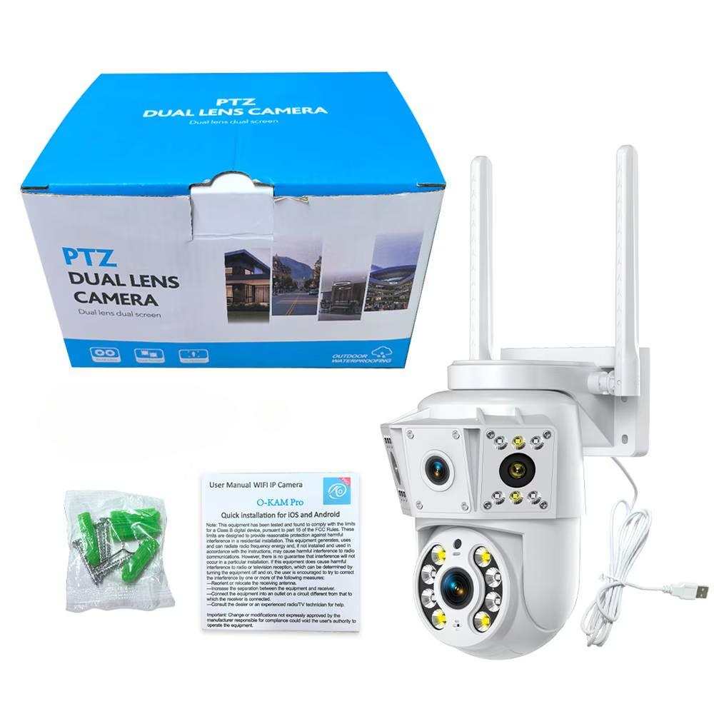 Dual Lens 6MP WiFi Security Camera, PTZ Wireless Home Security Camera,2.4/5GHz Wireless Camera, Video Surveillance for Home CCTV Security (NO Plug)
