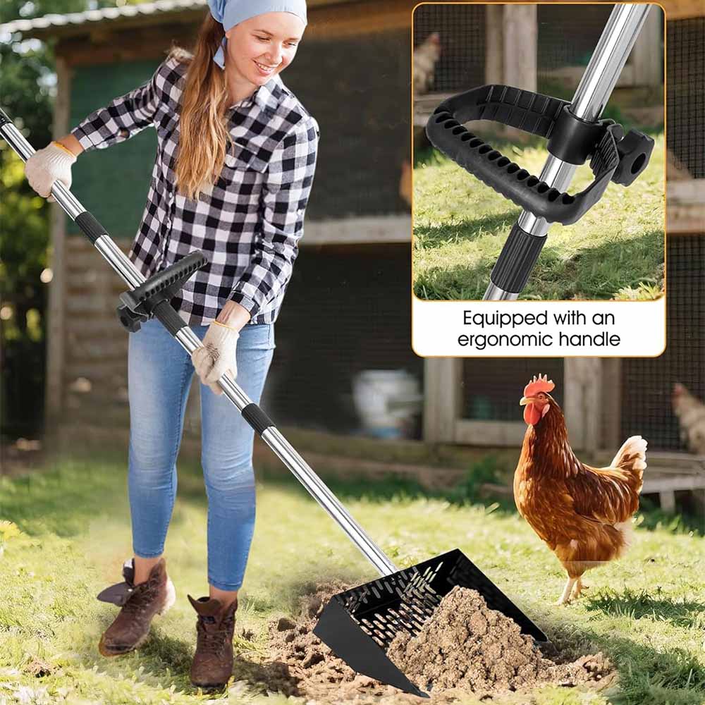 Ausziehbarer Schaufel Sandrechen Hühnerkot Schaufel Einziehbarer Katzentoilettenschaufel Leichte Siebschaufel Hühnerstall Reinigungswerkzeuge