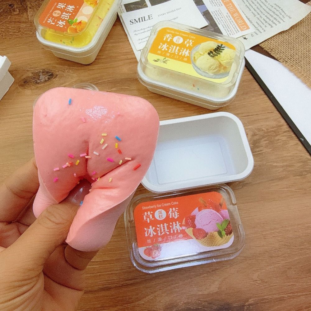 3D Sticky Box Cake Squishy Toy Slow-rebound Squishy Fidget Toy Office Desk Toy