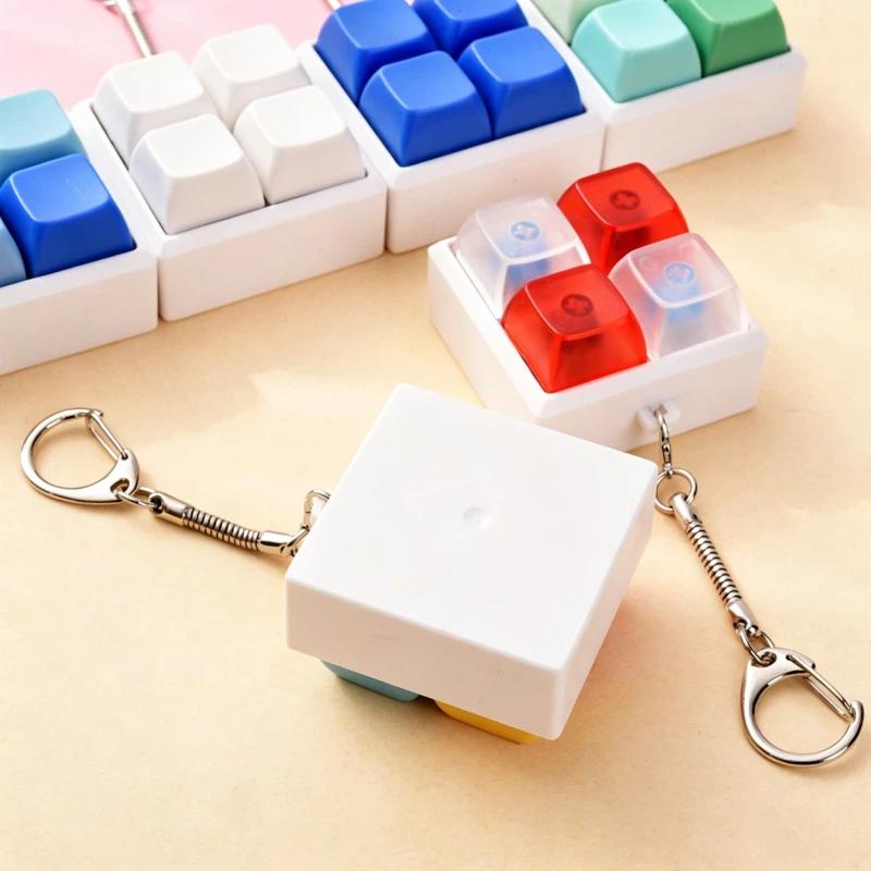Mini 4 Keys Mechanical Keyboard Fidget Keychain Satisfying Click Sound Unique Gift for Keyboard Enthusiasts Friends
