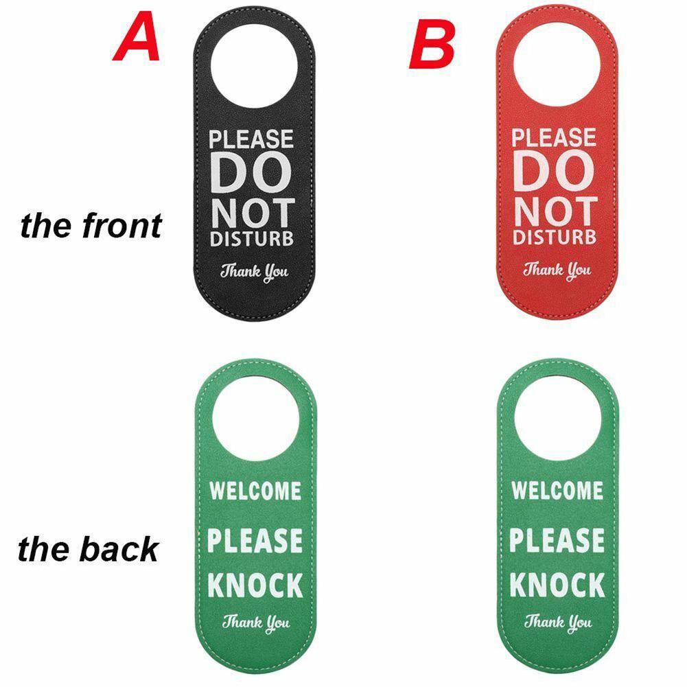 1PC 22.5x8.5CM Door Sign Do Not Disturb Please Knock Hanger Leather Tags Label Warning Bulletin Board For Hotel Mall Office