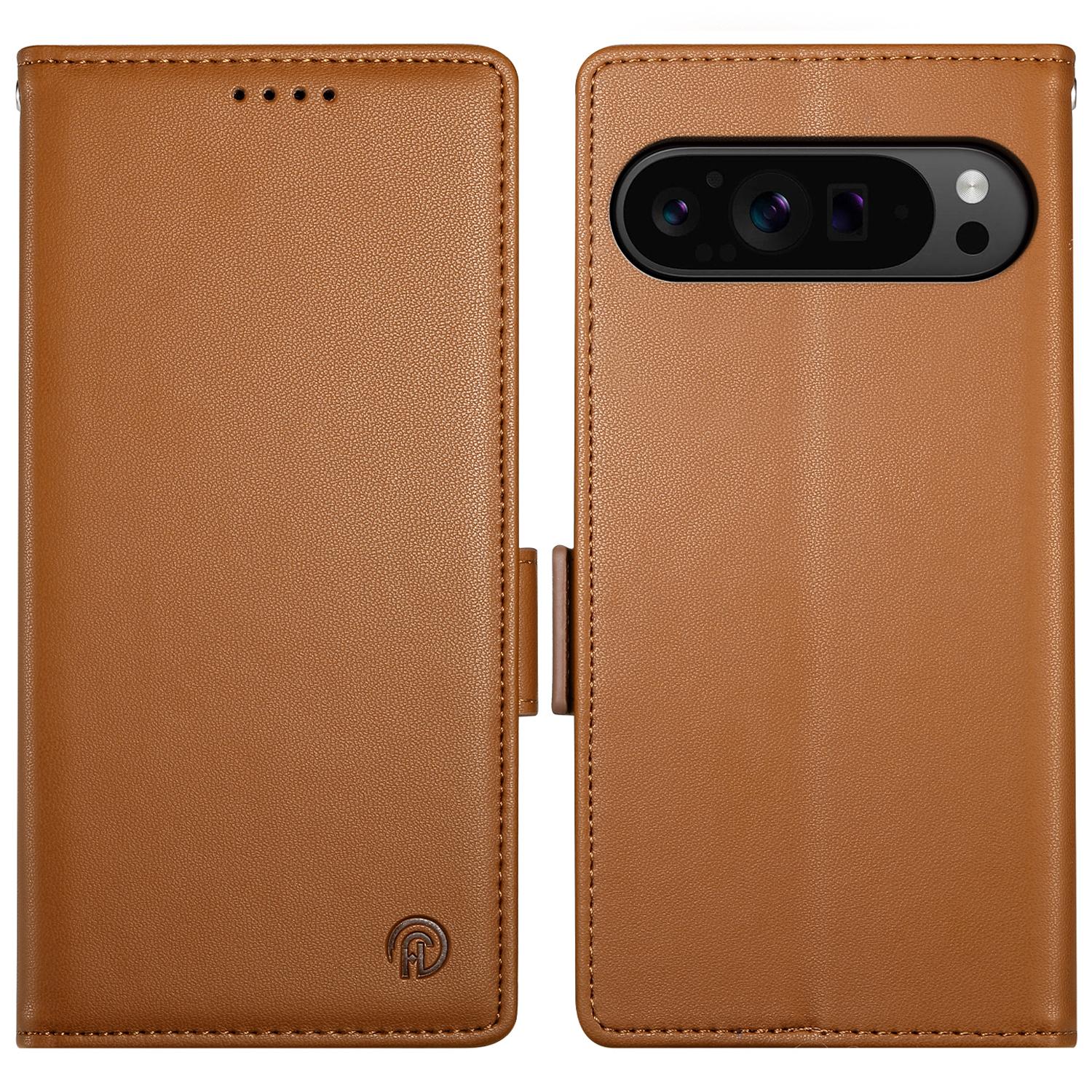 

DF-010 For Google Pixel 9 Pro XL Case PU Leather Wallet Stand Phone Cover Brown