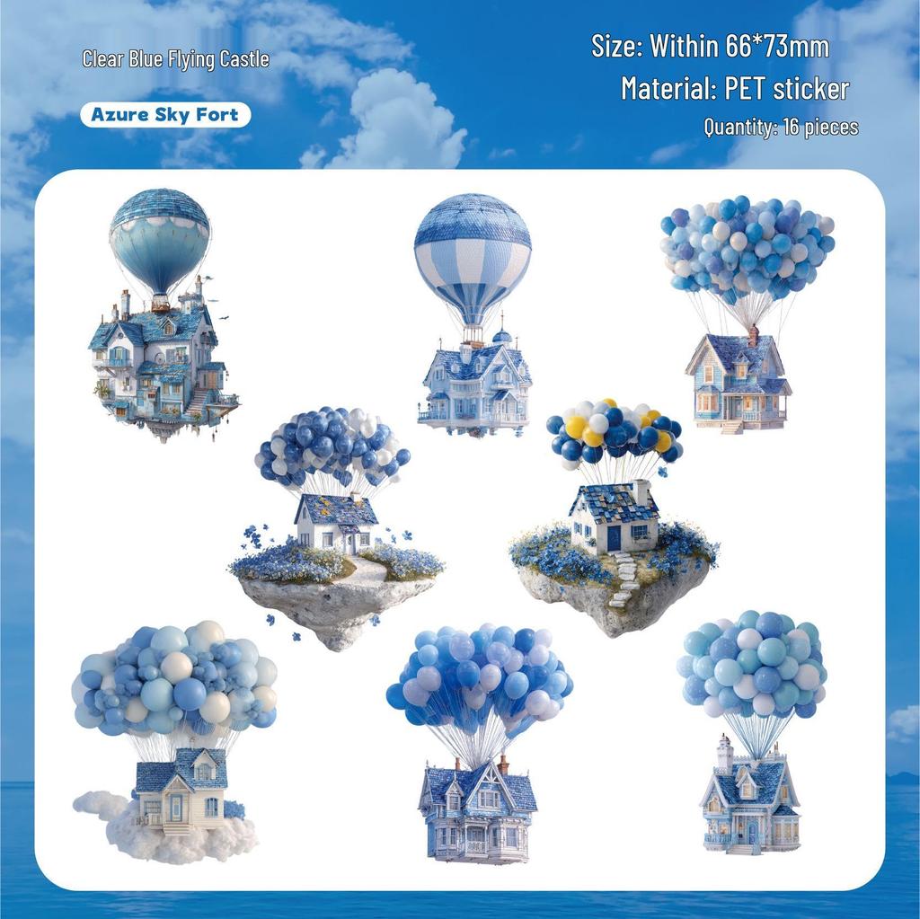 Retro Hot Air Balloon Sticker Pack - 16 Sheets, 6 Styles for DIY Journal Decoration