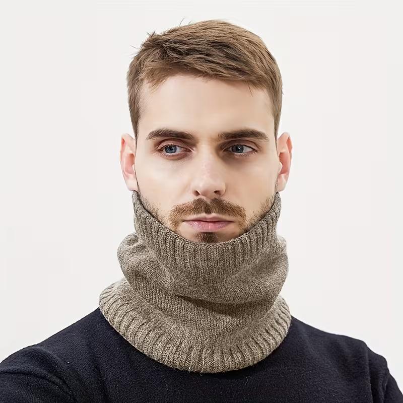 Winter Outdoor Thermal Scarf - Thickened Fleece Neck Gaiter, Soft Solid Color Plain Weave, Warm & Stylish for Hiking, Cycling, Skiing