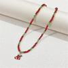 Cartoon Christmas Pendant Necklace Holiday Beaded Necklace Statement Jewelry