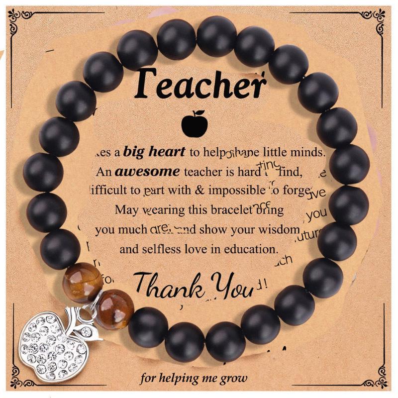 8mm Pink Zebra Stone Bead Bracelet with Gift Card: Perfect Holiday Friendship & Love Gift for Men & Women