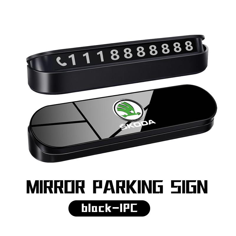 AAAJF1 For Skoda Fashion Car Temporary Parking Phone Number Plate Park Tool Accessories Kodiaq Fabia Kamiq Karoq Octavia 2 3 Rapid