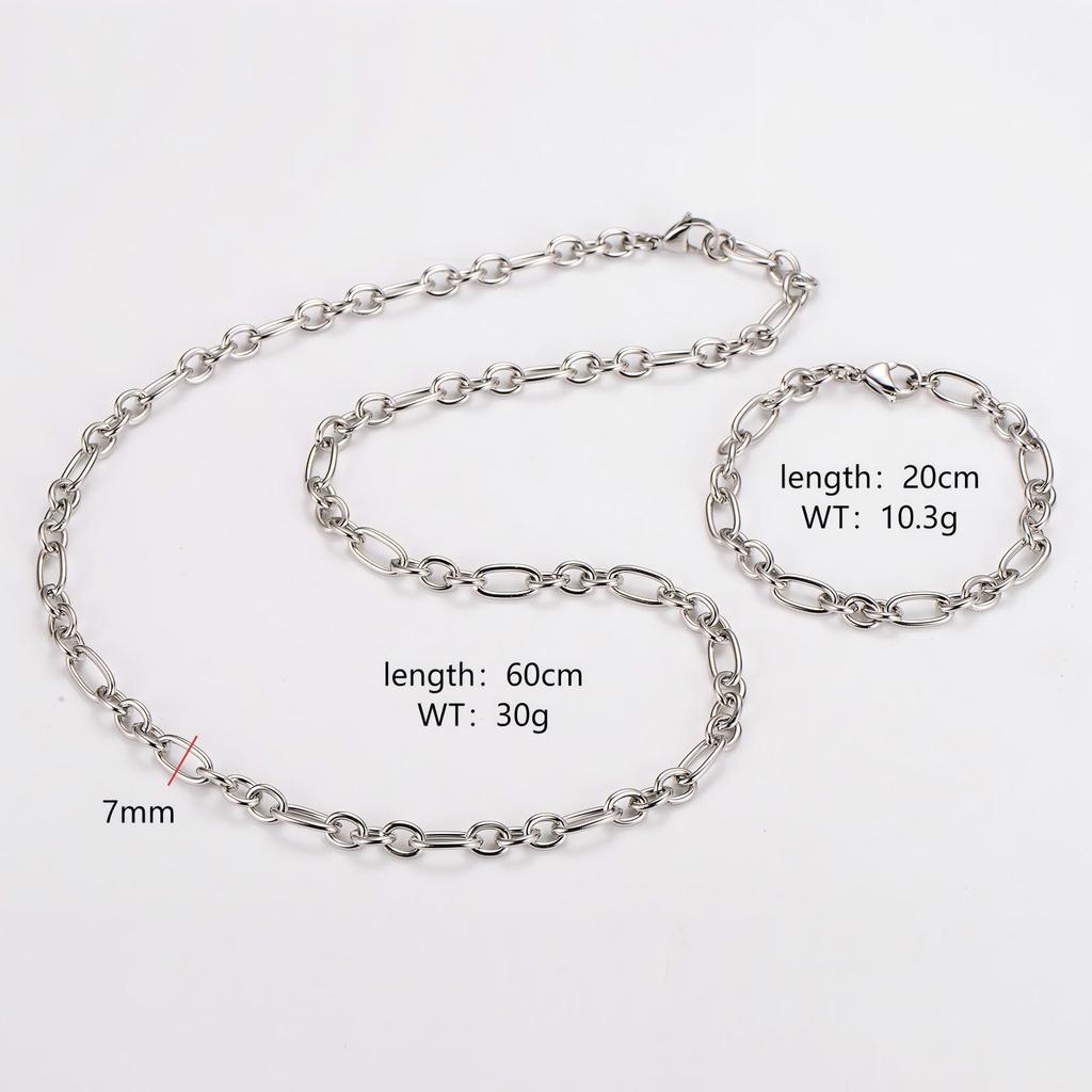 Trendy Men's 304 Stainless Steel Oval Chain Necklace Bracelet