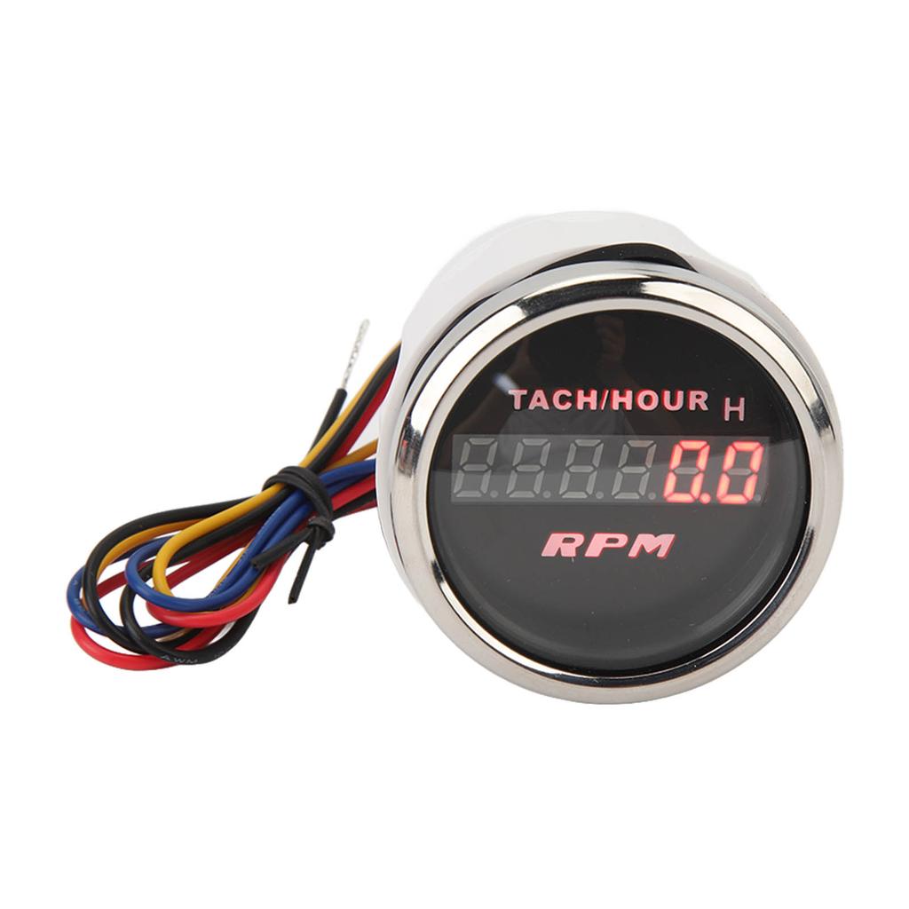 2in Digital Tachometer Accurate Digital Display Tacho Gauge for RV Yacht Fishing Boat Ship DC 9 To 32V Black Dial