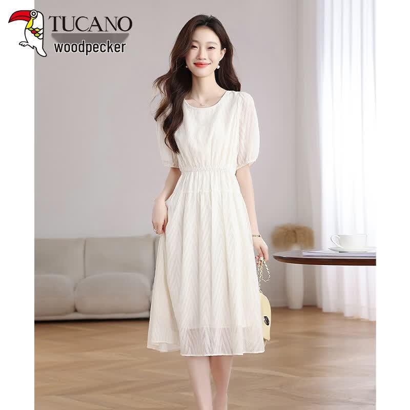 Elegant French Style Chiffon A-Line Dress M