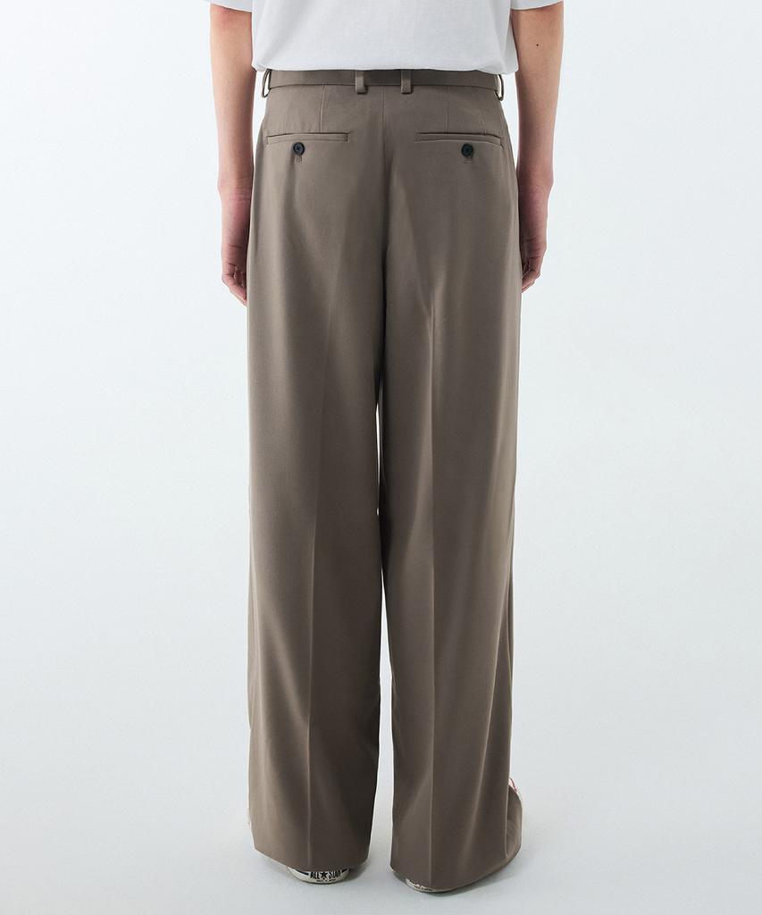 MUSINSA STANDARD Super Wide Hidden Banding Slacks [Dusty Beige]