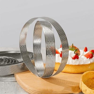 12-delad Hållbar Perforerad Rostfri Stål Tårtring Nonstick 8 CM Mousse Tårtring med Borste Jämn Värmefördelning Bakform Bageri