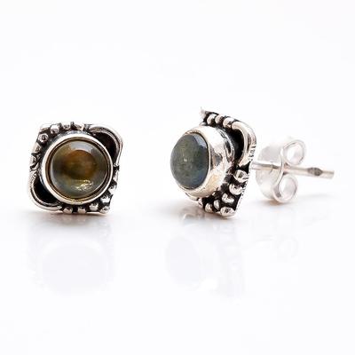 Orecchino in Argento con Granato, Ametista, Labradorite, Gioielli in Argento, Orecchino a Lobo, Argento Sterling 925 Gioielli Fatti a Mano