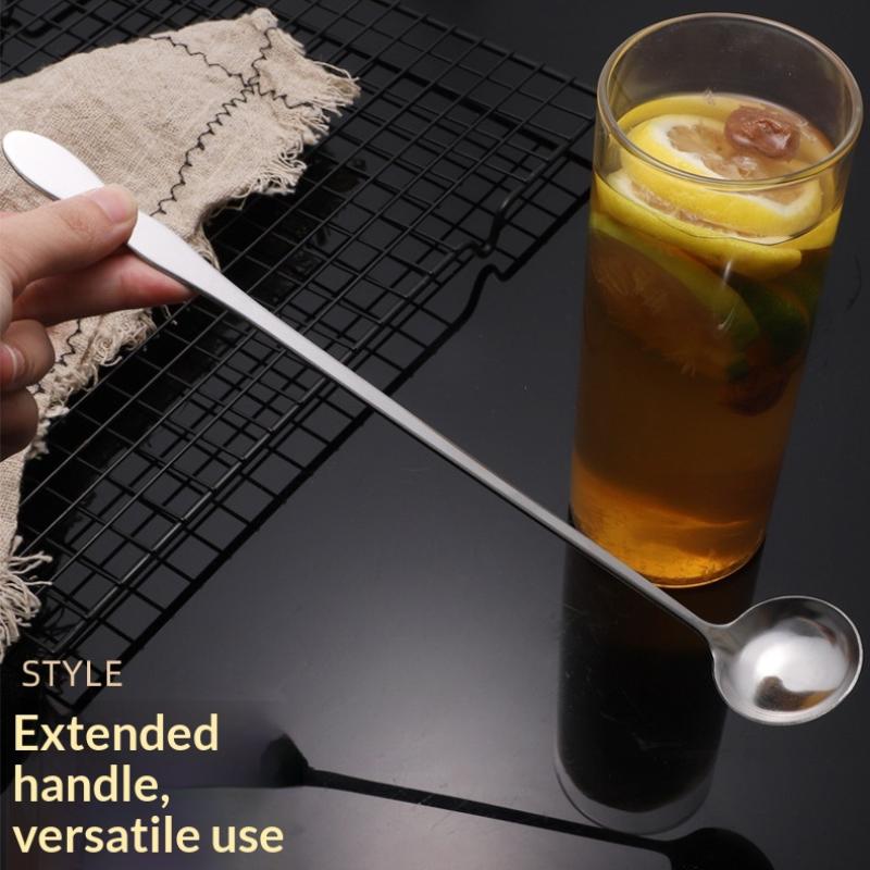 Stainless Steel Long Handle Stir Spoon Designed For Effortless Mixing In Cocktails And Teas