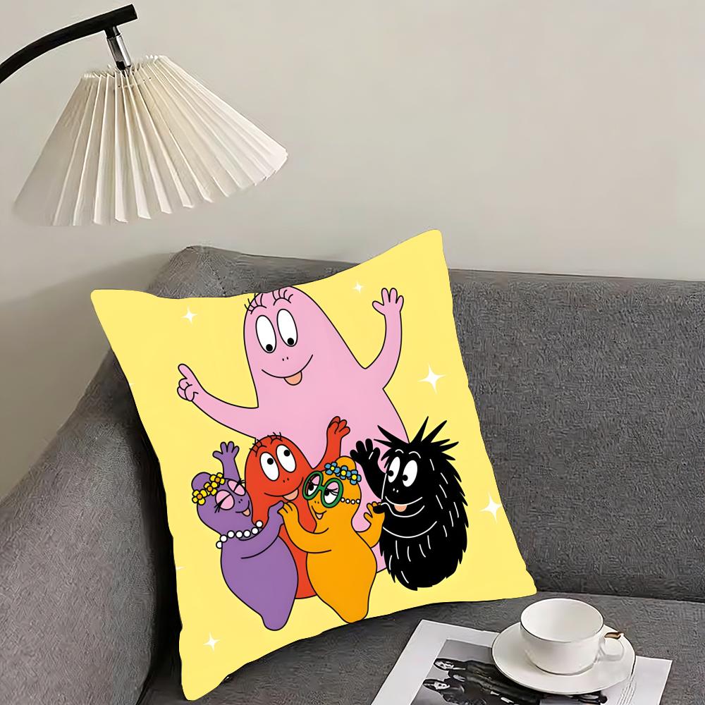 Cute cartoon B-B-Barbapapas Cushion Cover Reversible Plush Pillow Cover – For car, sofa, bedroom, perfect as a gift.