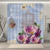 Purple Rose Shower Curtain Retro Floral Shower Curtains Waterproof Gold Classical Chic Elegant Flowers Vintage Bathroom Curtains