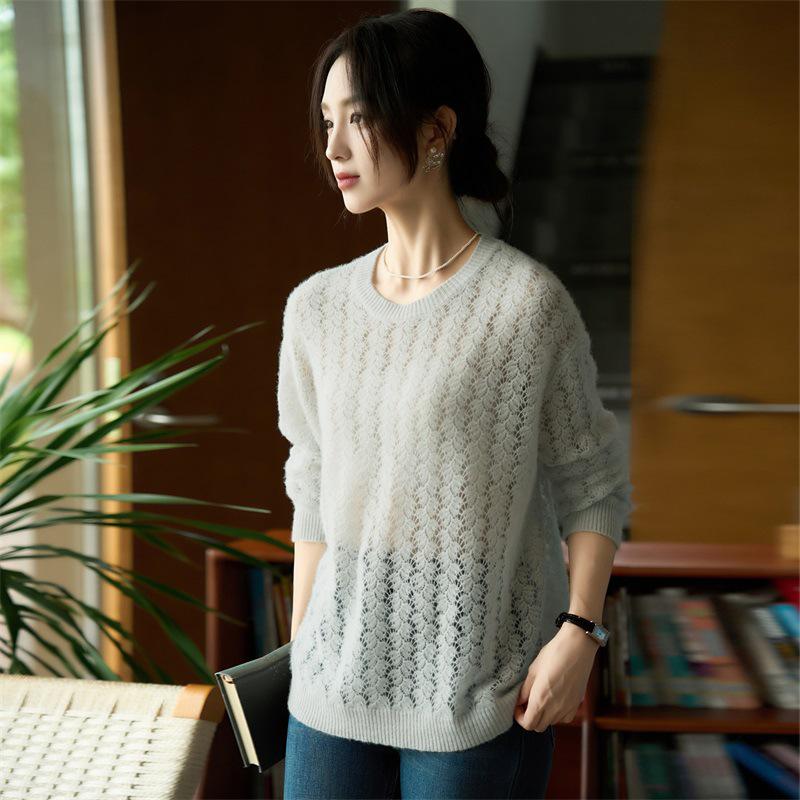 

2025 Autumn Women s Loose Jacquard Knit Wool Sweater - Long Sleeve Fashion Top One Size