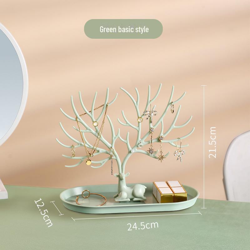 Deer Antler Jewelry Display Stand: Tree-Shaped Necklace & Earring Holder with Storage Box