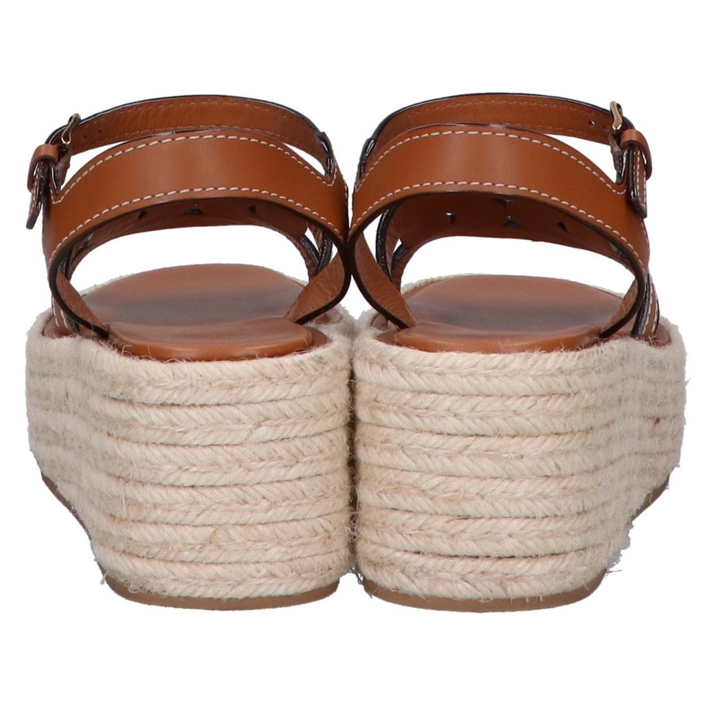 TOD'S Excellent Condition XXW17L0IJ00MIDS410 Platform Logo Kate Wedge Sandals Shoes 36 BrownUsed