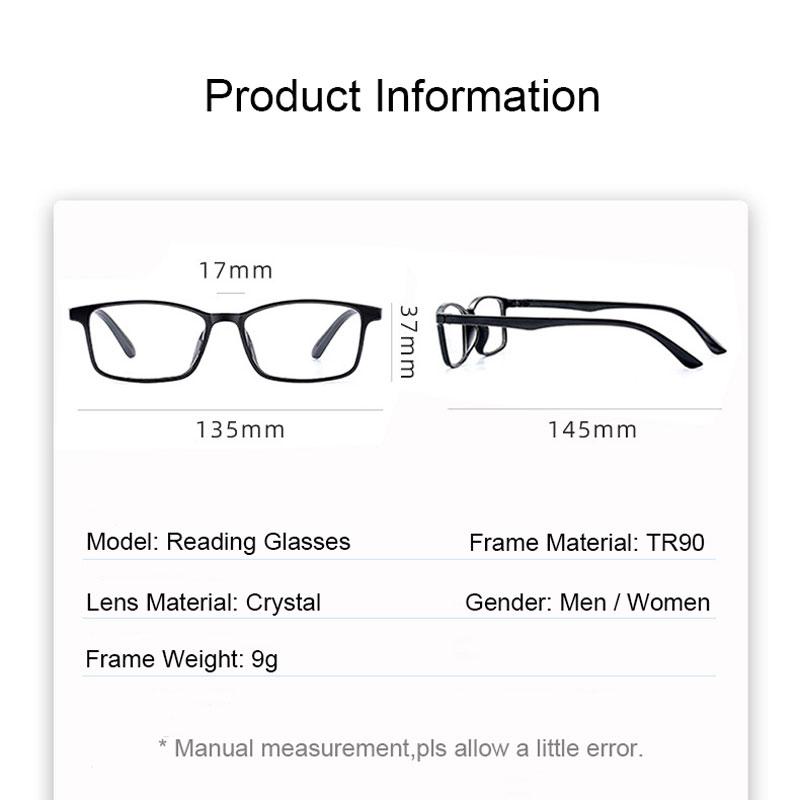 Crystal Reading Glasses For Men Women Anti Scratch Black Red
