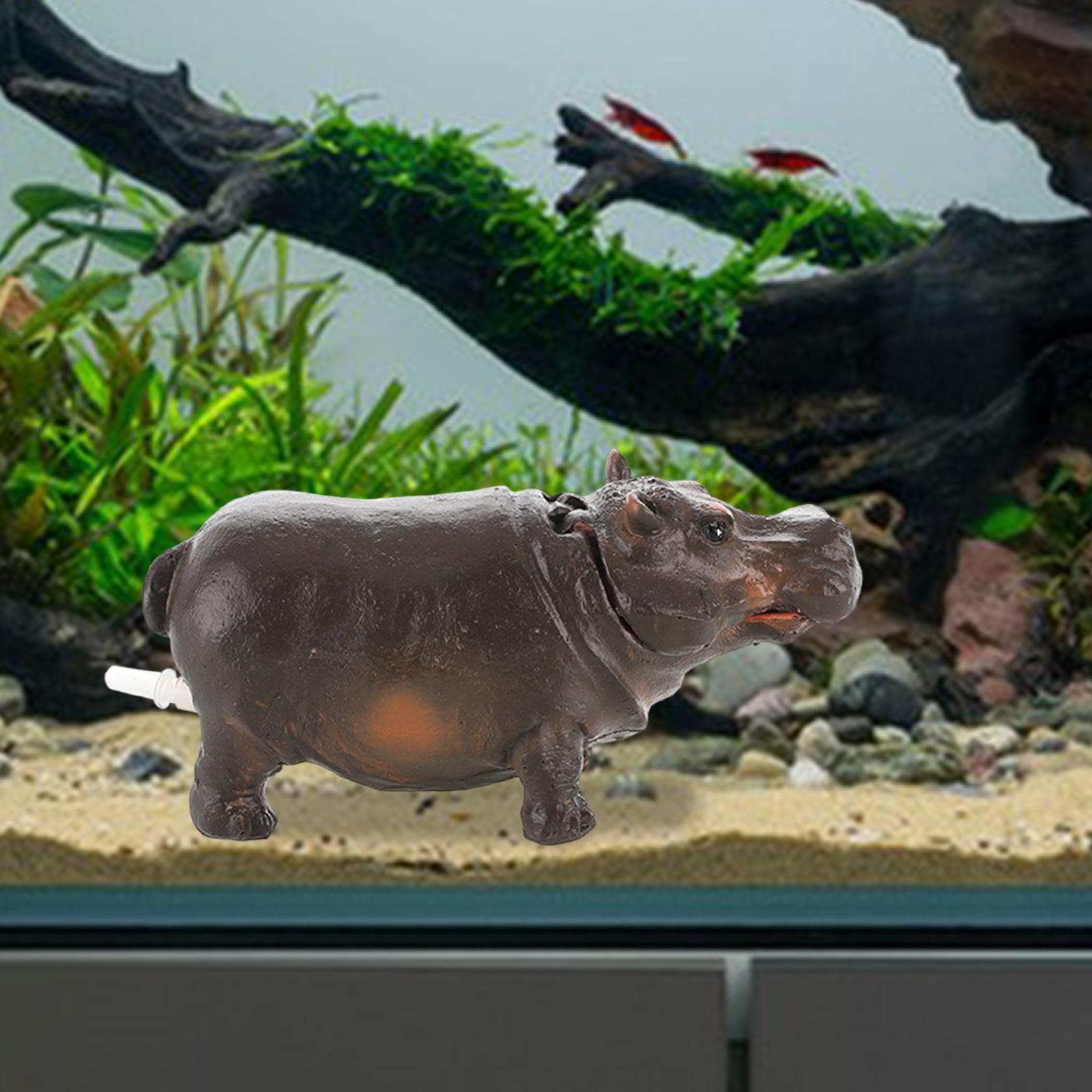 Air Bubbler Hippo Cute Fish Tank Bubbler Decoration for Turtle Tank Aquarium