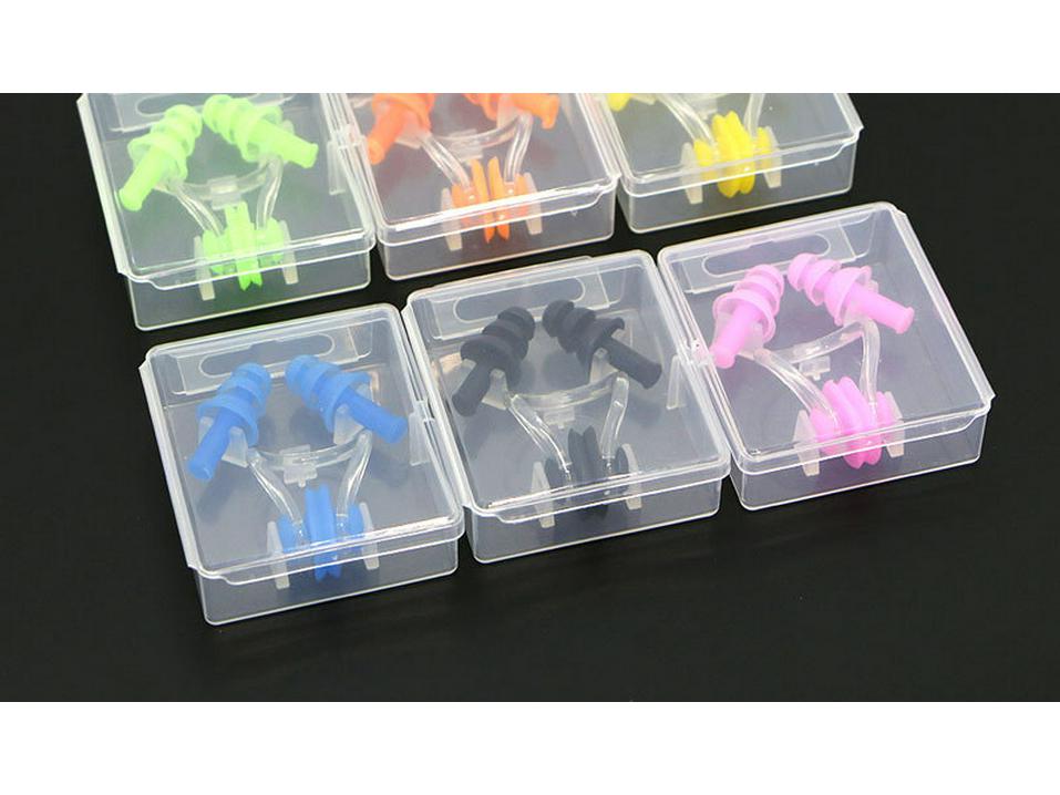 Silicone Earplugs and Nose Clip Set for Swimming - Waterproof Gear for Children and Adults