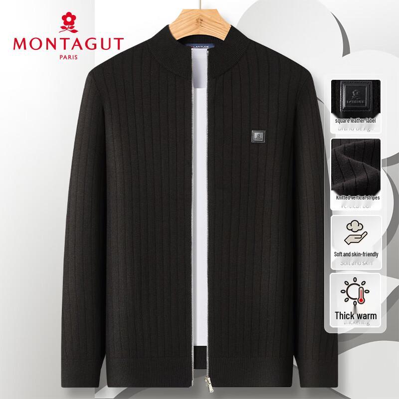 

MONTAGUT Men s Half-High Neck Zipper Knit Cardigan Sweater XL (52)