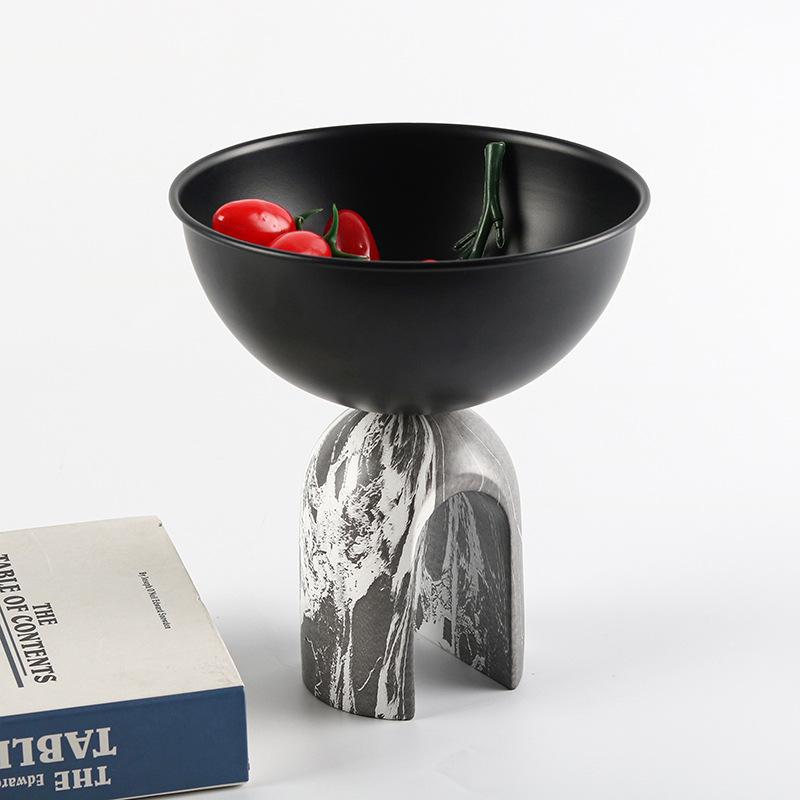 Geometric Arch High Foot Fruit Tray, Desktop Ornament, Metal Tray, Snacks, Nut Bowl, Home Living Room Decoration Ornament